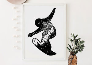 Snowboarder Print - Mountain Mornings - Prints