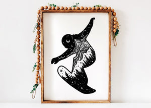 Snowboarder Print - Mountain Mornings - Prints