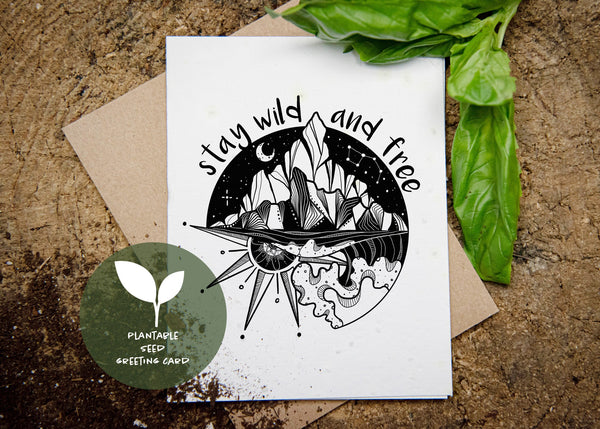 Stay Wild And Free, Plantable Seed Greeting Card - Mountain Mornings - Plantable Greeting Cards