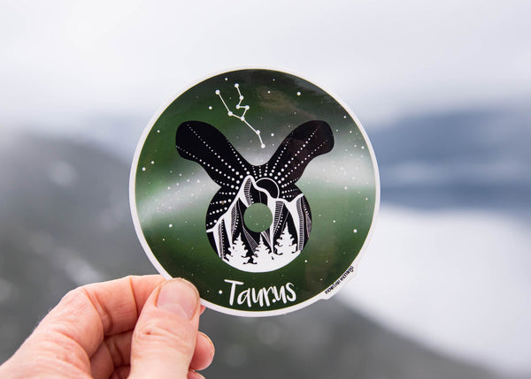 Taurus Zodiac Sign Sticker - Mountain Mornings - Sticker