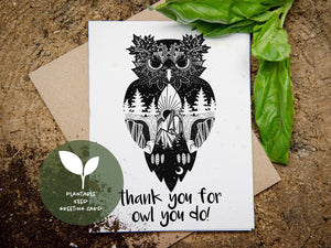 Thank You For Owl You Do, Plantable Seed Greeting Card - Mountain Mornings - Plantable Greeting Cards