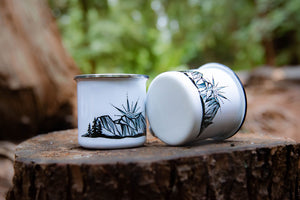 Three Sisters, Camping Mug - Mountain Mornings - Camping Mug