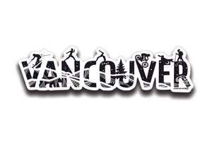 Vancouver Sticker featuring black and white original illustration, an outdoor sticker by a Canadian artist.