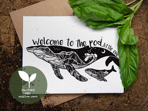 Welcome To The Pod, Little One; Plantable Seed Greeting Card - Mountain Mornings - Plantable Greeting Cards