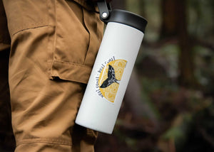West Coast, Best Coast Sticker on a white tumbler, waterproof vinyl sticker by a Canadian artist.