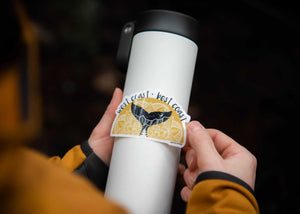West Coast, Best Coast Sticker applied to a white tumbler, showcasing its outdoor and vinyl qualities.