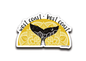 West Coast, Best Coast Sticker featuring original black and white illustration on glossy vinyl, made in Canada.