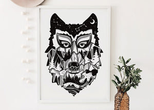 Wolf Head Print - Mountain Mornings - Prints