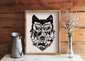 Wolf Head Print - Mountain Mornings - Prints