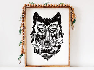 Wolf Head Print - Mountain Mornings - Prints
